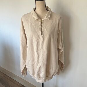 VTG Naturally rugged Cream Quarter-Zip Pullover sweatshirt 100% cotton large 80s